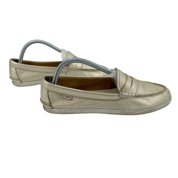 Cole Haan Grand OS Gold Metallic Leather Slip On Loafers Womens Size 9.5B - Picture 3 of 8